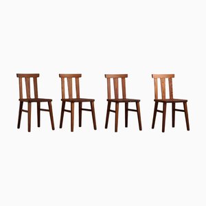 Swedish Modern Dining Chairs in Pine in the style of Axel Einar Hjorth, 1950s, Set of 4