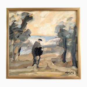 El camino menos tomado, pintura al óleo, enmarcado