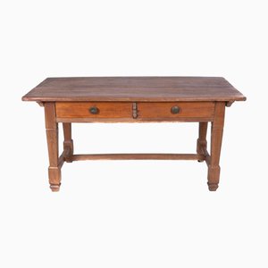 Table Rustique Antique en Bois avec 2 Tiroirs