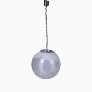 Spherical White and TransparentMurano Glass Pendant Lamp