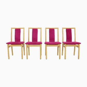 Danish Dining Chairs in Velvet by K. Høffer-Larsen, 1980s, Set of 4