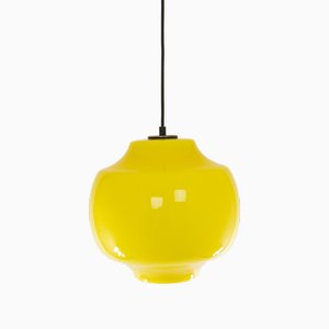 Gelbe Glas Hängelampe von Alessandro Pianon für Vistosi, 1960er