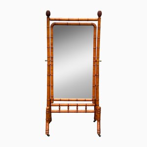 19th Century Large Faux Bamboo Cheval Mirror, 1880