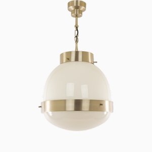 Glass and Nickel Delta Pendant by Sergio Mazza for Artemide, 1960s