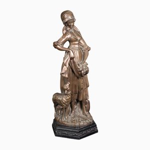 Hohe österreichische bronzierte Plater weibliche Figur, 1900er