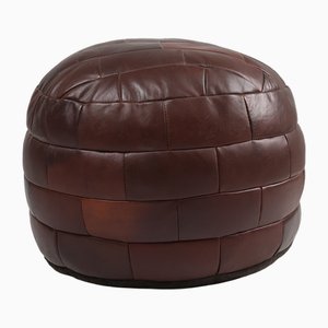Vintage French Patchwork Leather Ottoman, 1960s