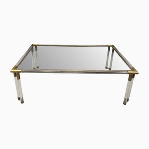 Vintage Acrylic and Brass Coffee Table, 1970s