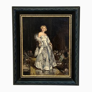 Jos Damien, Portrait of a Woman, Oil on Panel, Framed