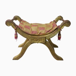 Tabouret Cruciforme Antique en Doré