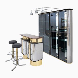 Hollywood Regency Bar mit Theke, Italien, 1970er, 4er Set
