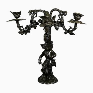 Dreiflammiger Kandelaber aus patinierter Bronze
