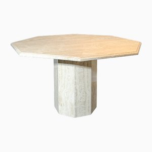 Vintage Octagonal Travertine Dining Table
