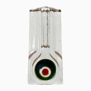 Vintage German Glass Block Vase by H. Düsterhaus for Walther Glas, 1970s