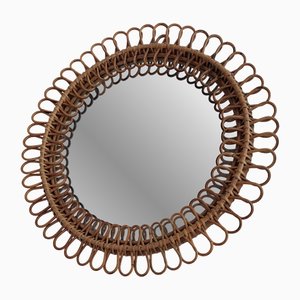 Miroir Rond Modèle 2307 en Bambou par Franco Albini, 1960s