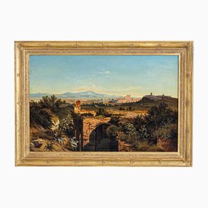Johann Anton Castell, Mediterrane Landschaft mit Ruinen, 1842, Öl auf Leinwand