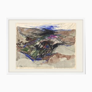 J. Hornan, Paesaggio olandese, anni '70, Tecnica mista su carta