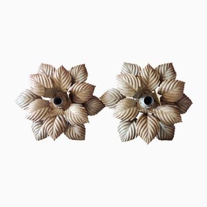 Vintage Italian Leaf Sconces or Ceiling Lamps from Masca, Set of 2