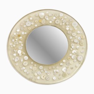 Mirror with Button Inclusions attributed to Pierre Giraudon, 1970s