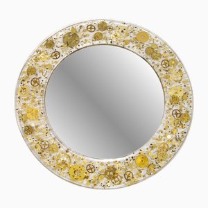 Mirror with Gear Inclusions attributed to Pierre Giraudon, 1970s