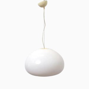 Lampada a sospensione in vetro opalino bianco di Achille e Pier Giacomo Castiglioni per Flos, anni '70