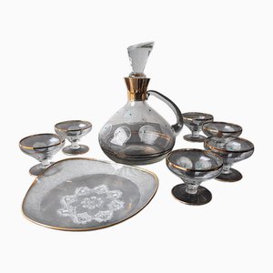 Likörkaraffe, Gläser & Schale, 1960er, 8 Set