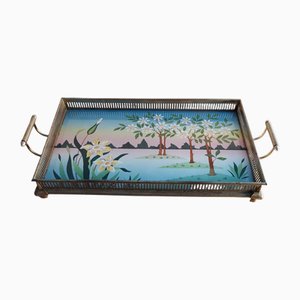 Silver and Porcelain Tray, 1920s