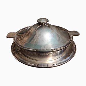 Art Deco Silver-Plated Serving Dish with Lid