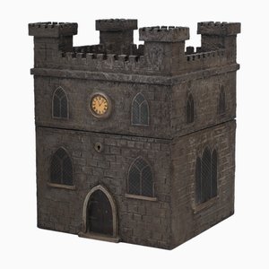 Rare 19th Century Decanter Box Depicting A Medieval Castle