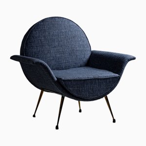 Mid-Century Italian Blue Lounge Chair