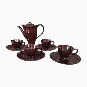 Service à Café Bahamas Mid-Century pour 4 de Faïence Salins, France, 1950s, Set de 9