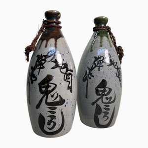 Shōwa Era Ceramic Tokkuri Sake Bottles, Japan, 1960s, Set of 2