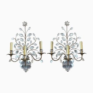 Large Wall Sconces with Urns and Flowers from Maison Baguès, 1950s, Set of 2