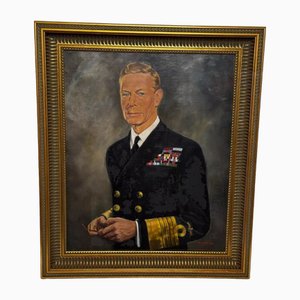 British Artist, Portrait of Monarch King George VI in Naval Uniform, 1950, Oil Painting