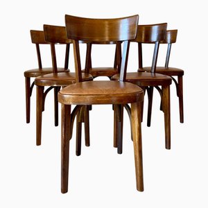 Italian Bistrot Wooden Chairs from Thonet, 1950, Set of 6