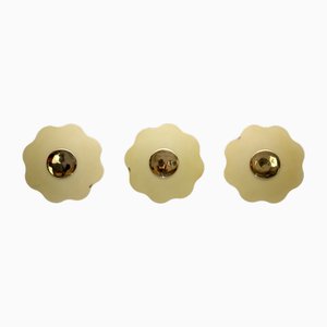 Vintage Wall Lamps in Murano Glass and Brass from F. Fabbian, 1970s, Set of 3