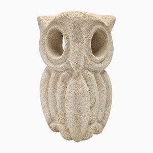 Lampe Hibou Sculpturale en Pierre Calcaire par Albert Tormos, France, 1970s