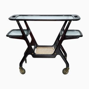 Chariot de Bar Mid-Century Moderne en Bois par Cesare Lacca, Italie, 1950s