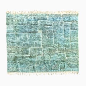 Handgewebter Blauer Strukturierter Berber Teppich, 1990er