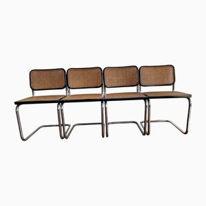 Schwarze Bauhaus Stühle aus Rattan & Buche, Italien, 4 . Set