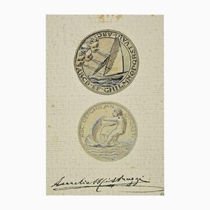 Aurelio Mistruzzi, Study for Medals, 1940s, Drawing on Paper