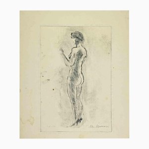 Mino Maccari, Stehender Akt, Radierung, 1930er