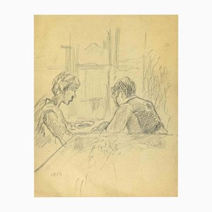 Paul Emile Colin, Dining, Pencil Drawing, 1924