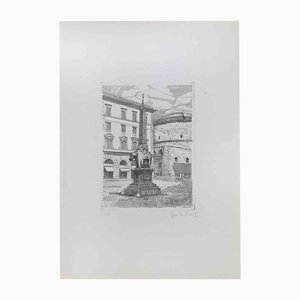 Giuseppe Malandrino, Piazza della Minerva, Rome, Etching, 1970