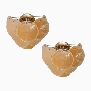 Bernsteinfarbene Murano Disc Wandlampen, 2 . Set