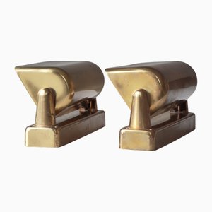 Vintage Danish Wall Lamps in Patinated Brass from Lyfa, 1950s, Set of 2