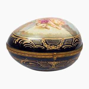 Antike Napoleon III Schmuckschatulle aus Polychromem Sevres Porzellan von E. Froger, Frankreich, 19. Jh.