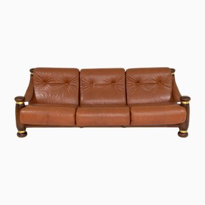 Vintage Sofa aus Nussholz & Leder, 1960er