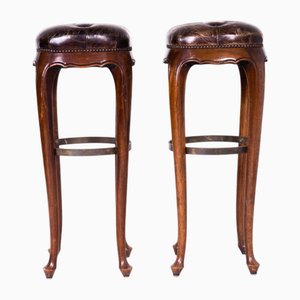 Vintage Lederhocker, 1960er, 2er Set