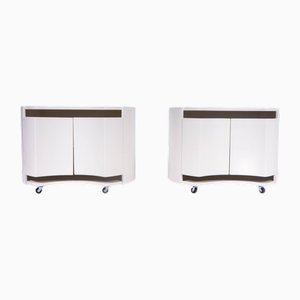 Nightstands with Chrome Wheels attributed to Gavina Simon, 1970s, Set of 2