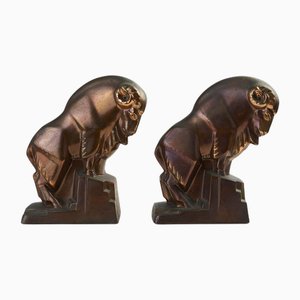 Bronze Ram Buchstützen von McClelland Barclay, 2 . Set